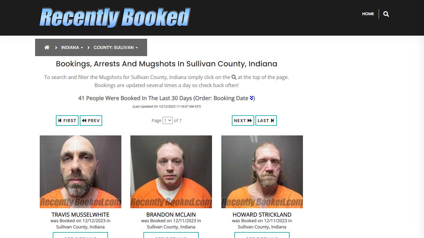 Recent bookings, Arrests, Mugshots in Sullivan County, Indiana